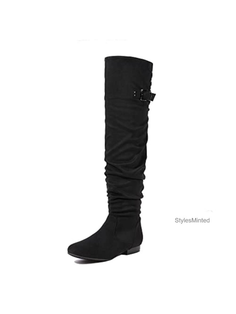 Faux Suede Over the Knee Flat Boots with Faux Fur Lining